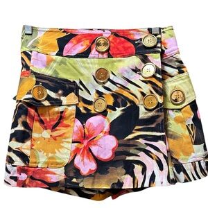Cache Multicolor Floral Button-Accent Women Skort